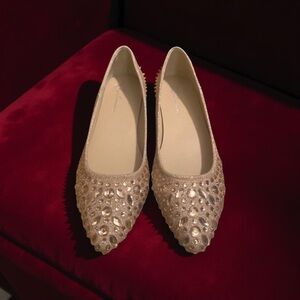 Rose Gold Sparkly Crystal Rhinestone Dressy Flats